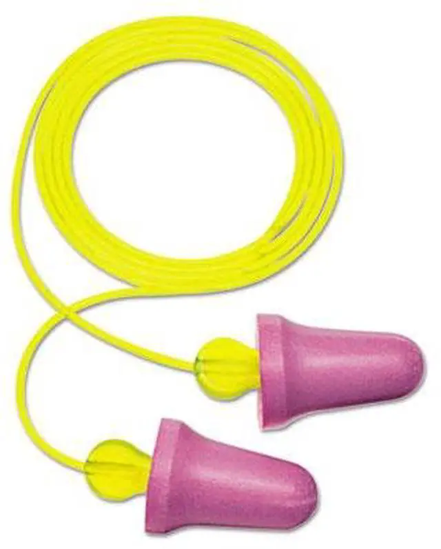 Alt view image 7 of 8 - 3M P2001 No-Touch Push-to-Fit Single-Use Earplugs - Corded - 29 dB NRR - Purple/Yellow - 100 Pairs