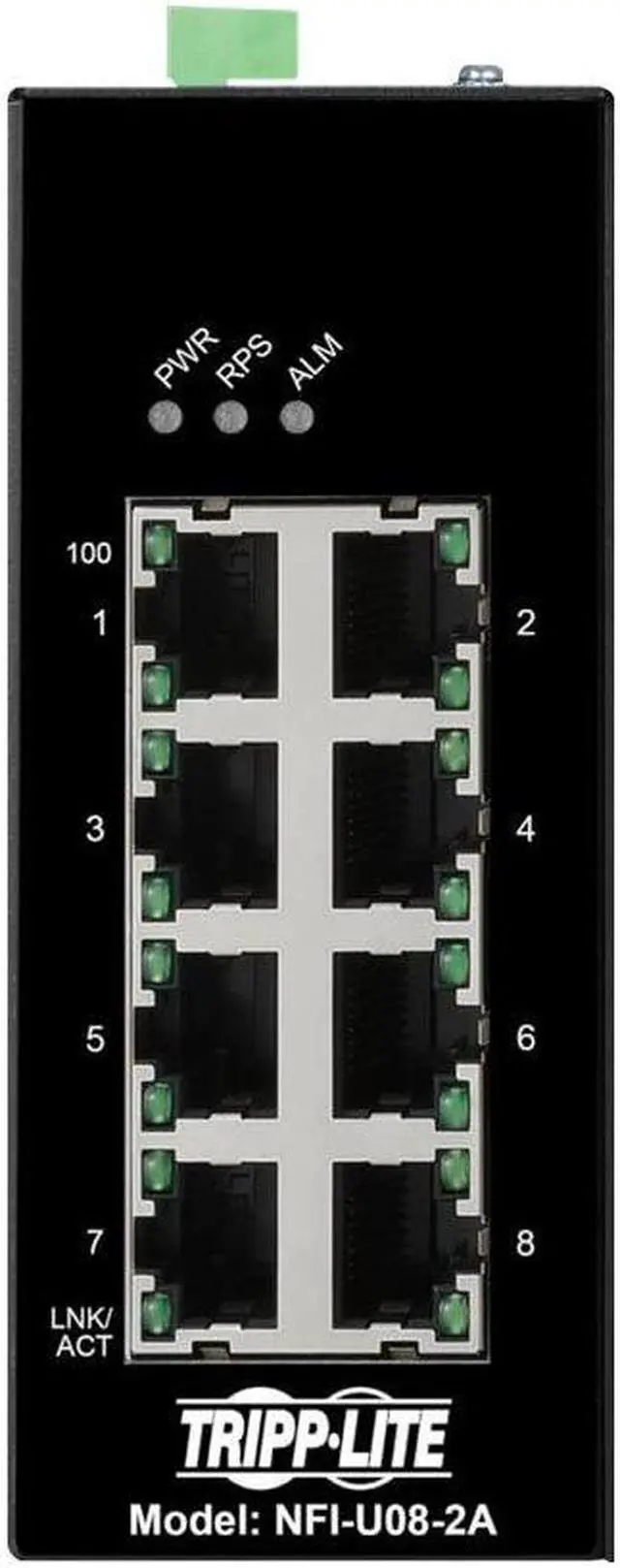 Alt view image 2 of 13 - Tripp Lite 8-Port Unmanaged Industrial Ethernet Switch - 10/100 Mbps, Ruggedized, -40° to 75°C, EIP QoS, DIN Mount - 8 Ports - Fast Ethernet - 10/100Base-T - TAA Compliant - 2 Layer Su