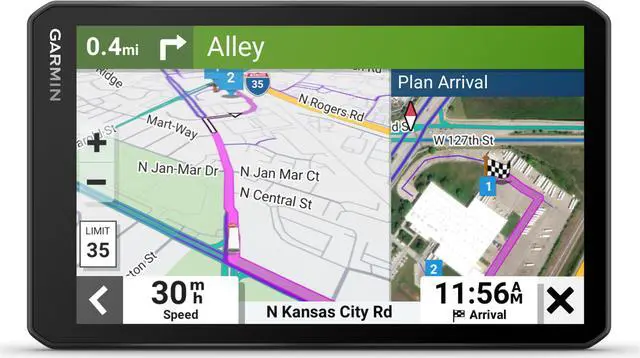 Alt view image 8 of 9 - Garmin dzl OTR710, Large, Easy-to-Read 7 GPS Truck Navigator, Custom Truck Routing, High-Resolution Birdseye Satellite Imagery, Directory of Truck & Trailer Services