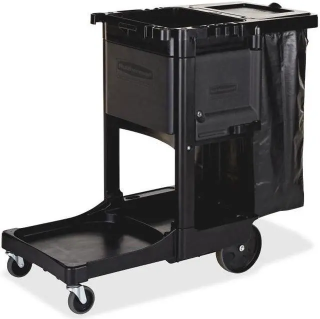 Alt view image 8 of 8 - Rubbermaid Executive Cleaning Cart 21-3/4"x46"x38" Black 1861430