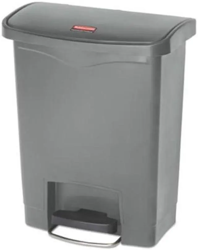Alt view image 4 of 4 - Rubbermaid - FG1883600 - Slim Jim Resin Step-On Container, Front Step Style, 8 gal, Gray