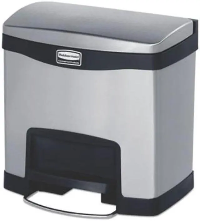 Alt view image 5 of 5 - Rubbermaid - FG1901982 - Slim Jim Stainless Steel Step-On Container, Front Step Style, 4 gal, Black
