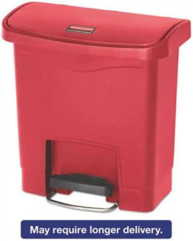 Alt view image 13 of 13 - Rubbermaid - FG1883563 - Slim Jim Resin Step-On Container, Front Step Style, 4 gal, Red