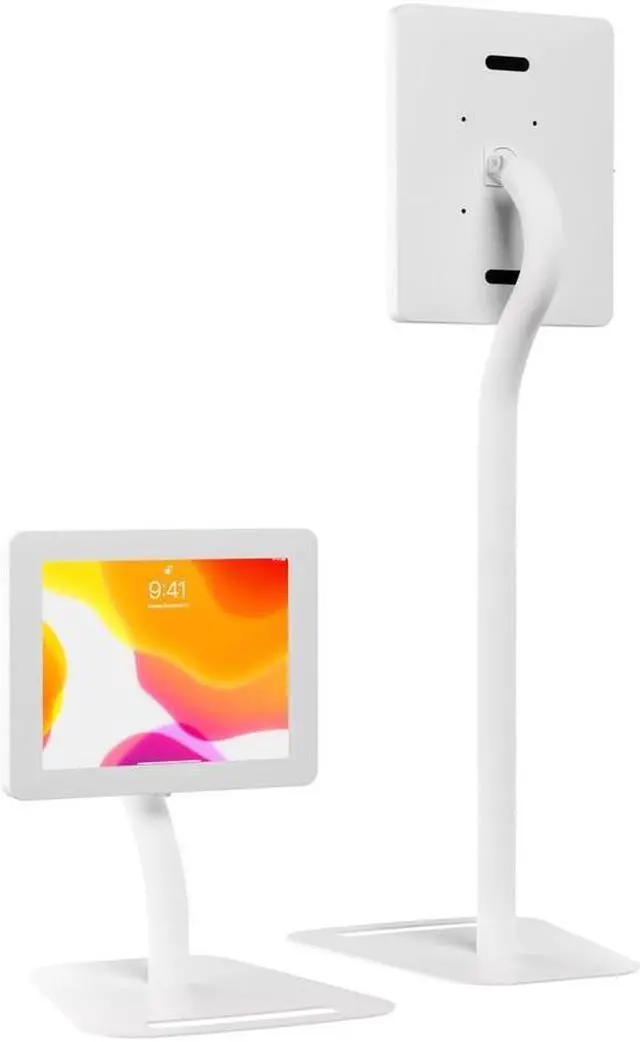 Alt view image 11 of 16 - CTA Digital Height Adjustable Floor-To-Desk Security Kiosk, White PADPARAFDW