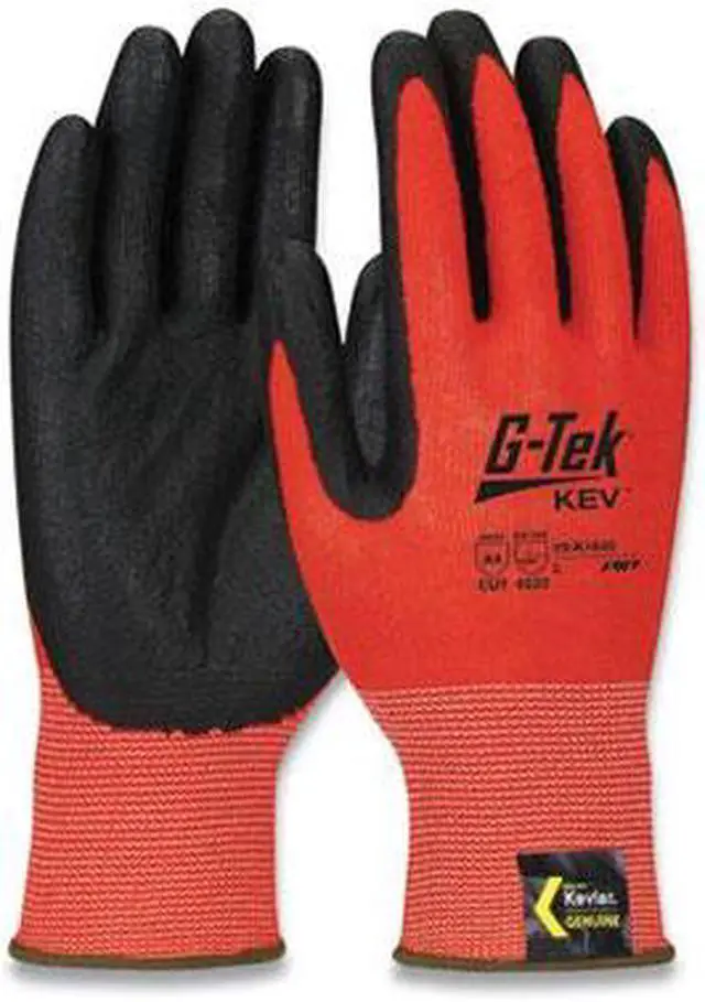 Alt view image 3 of 3 - KEV Hi-Vis Seamless Knit Kevlar Gloves Large Red/Black 09K1630L