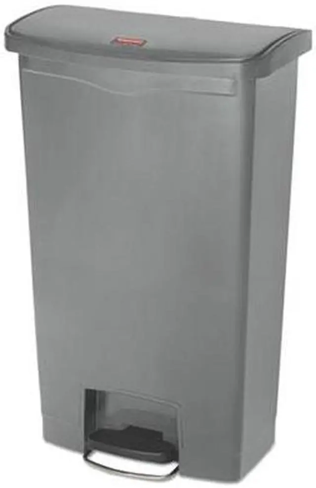 Alt view image 6 of 6 - Rubbermaid - FG1883604 - Slim Jim Resin Step-On Container, Front Step Style, 18 gal, Gray