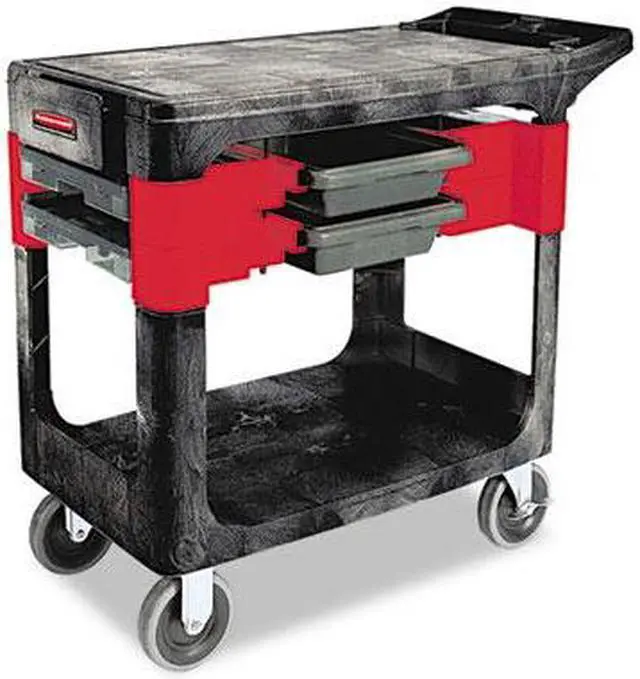 Alt view image 12 of 12 - RUBBERMAID FG618000BLA Trade Cart/Service Bench,38 In. L,Black