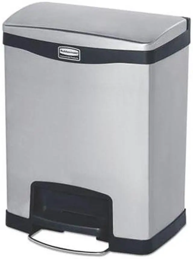 Alt view image 9 of 9 - Rubbermaid - FG1901985 - Slim Jim Stainless Steel Step-On Container, Front Step Style, 8 gal, Black