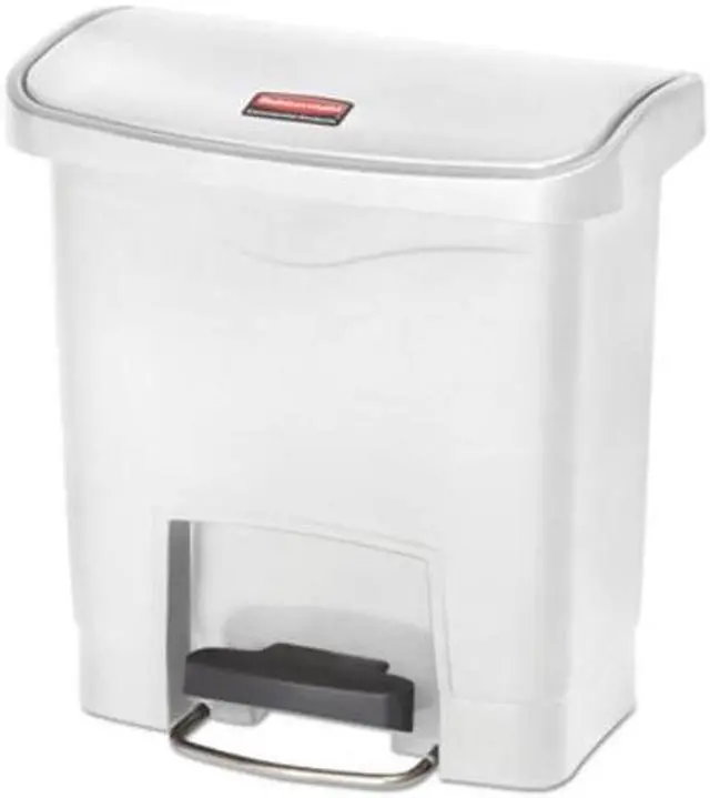Alt view image 6 of 6 - Rubbermaid / Newell Brands - FG1883554 - Slim Jim Resin Step-On Container, Front Step Style, 4 gal, White