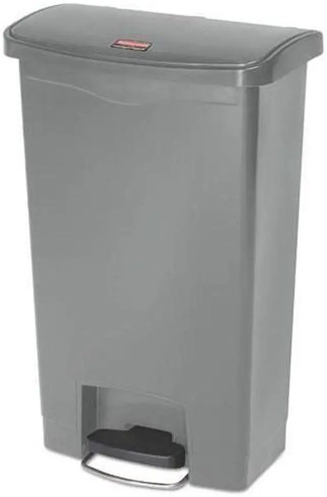 Alt view image 8 of 8 - Rubbermaid - FG1883602 - Slim Jim Resin Step-On Container, Front Step Style, 13 gal, Gray