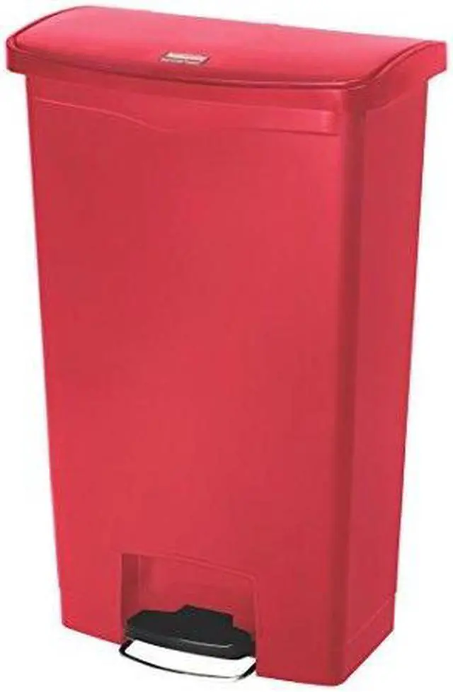 Alt view image 9 of 9 - Rubbermaid - FG1883568 - Slim Jim Resin Step-On Container, Front Step Style, 18 gal, Red