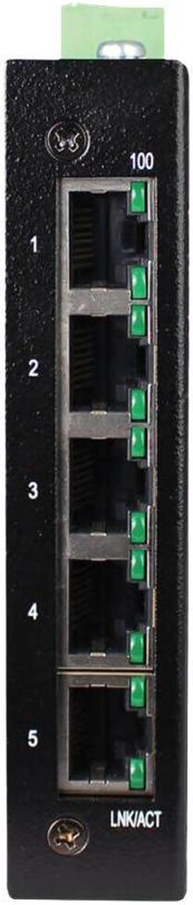 Main image of Tripp Lite 5-Port Unmanaged Industrial Ethernet Switch - 10/100 Mbps, Ruggedized, -40° to 75°C, EIP QoS, DIN/Wall Mount - 5 Ports - Gigabit Ethernet - 10/100/1000Base-T - TAA Compliant
