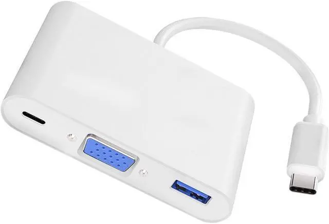 Alt view image 4 of 7 - USB C DOCK VGA USB 3.0 POWER DELIVERY 1080P PD 3-IN-1 ADAPTER