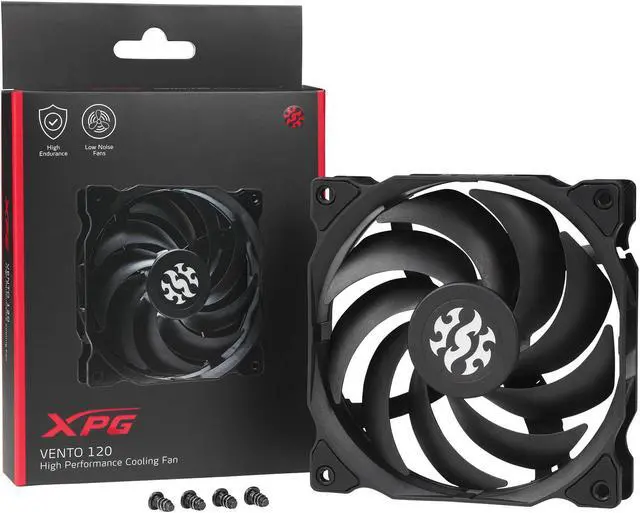 Alt view image 8 of 8 - XPG VENTO 120 Case Fan | 45.3 CMF - 1200RPM | 3 PIN, 120MM Fan | Major Motherboard Compatibility - Black / NON-RGB