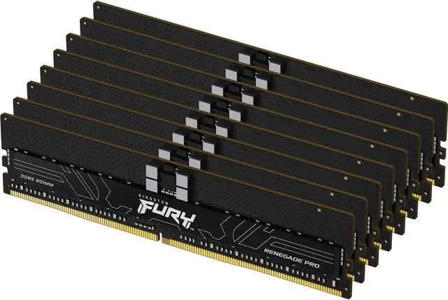 Alt view image 8 of 15 - Kingston FURY Renegade Pro 256GB (8 x 32GB) DDR5 SDRAM Memory Kit - For Desktop PC, Workstation - 256 GB (8 x 32GB) - DDR5-4800/PC5-38400R DDR5 SDRAM - 4800 MHz - CL36 - 1.10 V - ECC- KF548R36RBK8-256