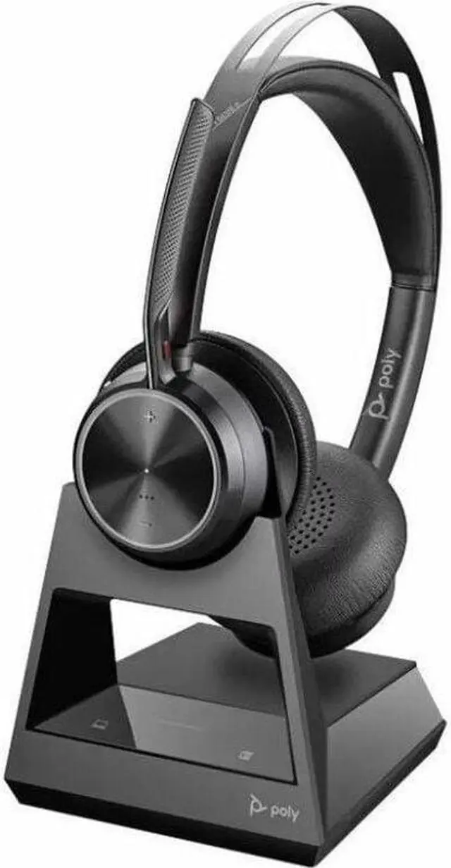 Main image of Poly Voyager Focus 2 UC USB-A Bluetooth Headset with Charging Stand, Black