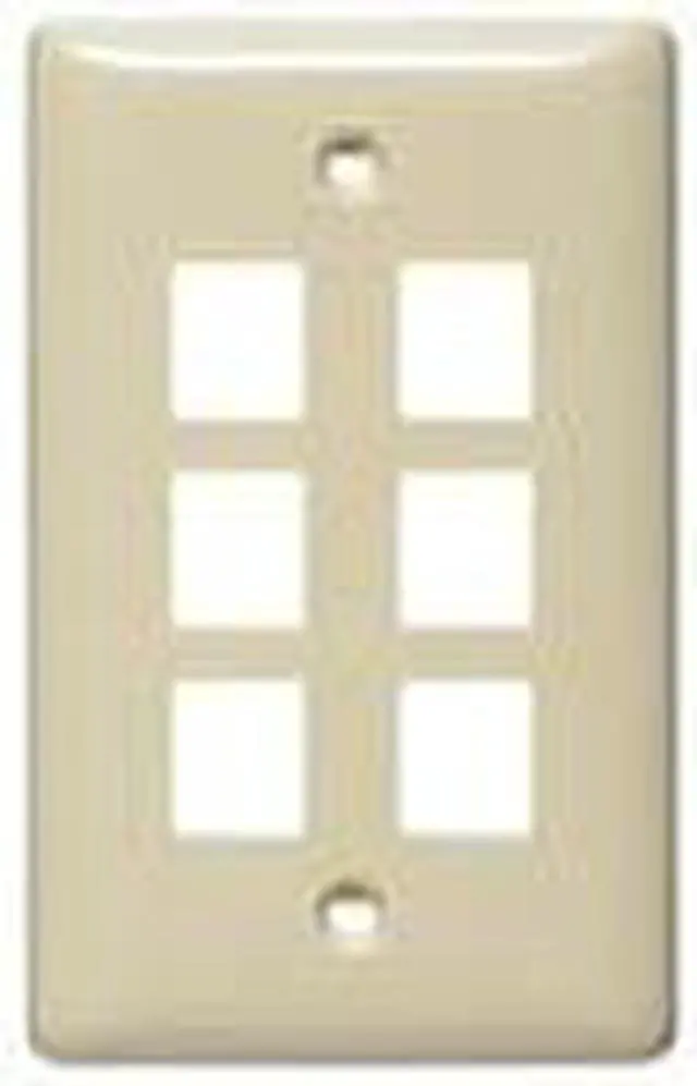 Alt view image 3 of 3 - PLATE,WALL, LABEL-LESS,1-G,6-PORT,WH