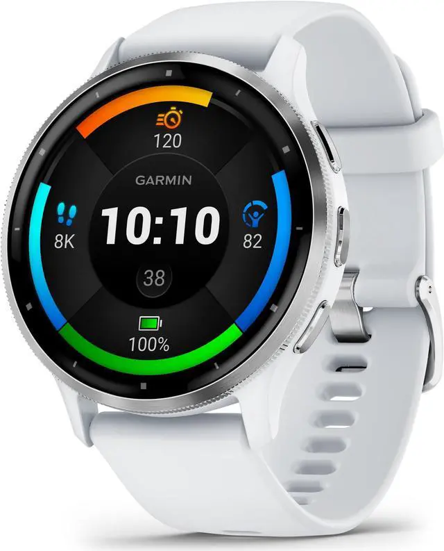 Alt view image 5 of 8 - Garmin Venu 3 Silver Stainless Steel Bezel with Whitestone Case and Silicone Band | Smart Watch 010-02784-00