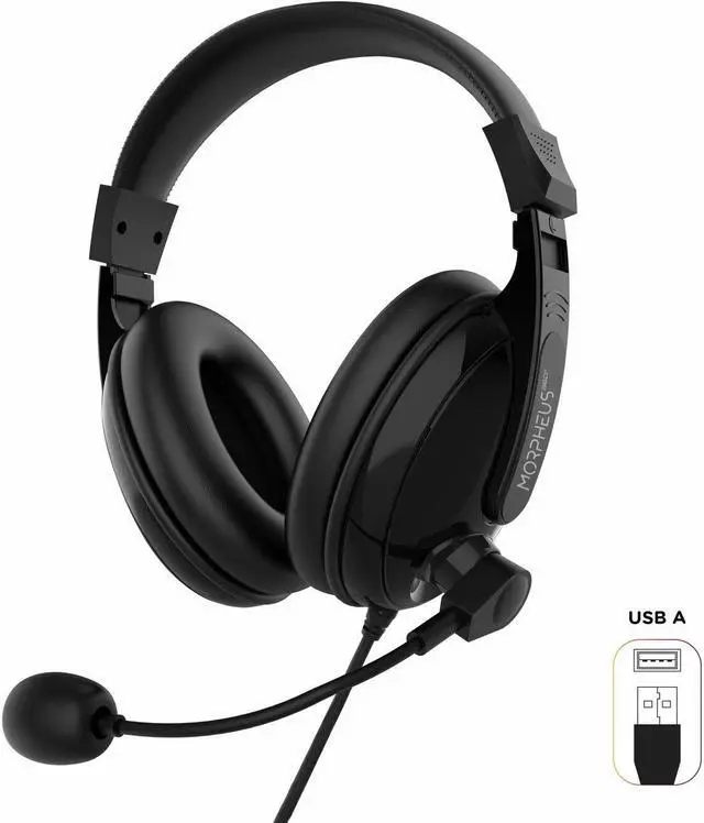 Alt view image 8 of 8 - Morpheus 360 Deluxe Multimedia Stereo USB Headset - Adjustable Microphone - Lightweight Comfortable Design - Soft Eco Leather Ear Cushions - Over Ear - Black - HS3500SU