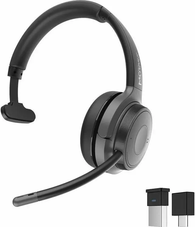 Alt view image 8 of 8 - Morpheus 360 Advantage Wireless Mono Headset with Detachable Boom Microphone - Bluetooth Headphones - UC Compatible - 20 Hour Playtime - USB A Connector - USB Type-C Adapter - HS6200MBT