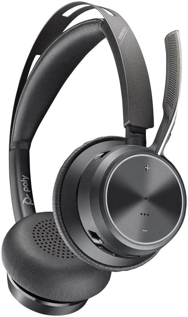 Alt view image 8 of 10 - Poly Voyager Focus 2 USB-A Bluetooth Stereo Headset - Siri, Google Assistant - Stereo - USB Type A - Wired/Wireless - Bluetooth - 298.6 ft - 20 Hz - 20 kHz - On-ear, Over-the-head - Binaural - Supra-a