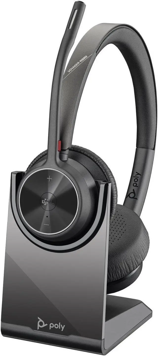 Alt view image 8 of 10 - Poly Voyager 4300 UC 4320-M Headset - Google Assistant, Siri - Stereo - Wired/Wireless - Bluetooth - 164 ft - 20 Hz - 20 kHz - On-ear, Over-the-head - Binaural - Ear-cup - 4.92 ft Cable - MEMS Technol