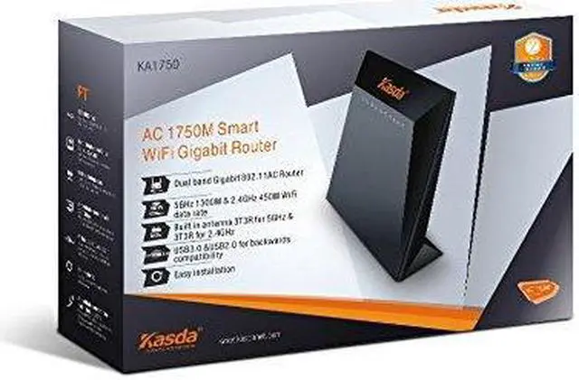 Alt view image 13 of 13 - KASDA IEEE 802.11ac Ethernet Wireless Router - 2.40 GHz ISM Band - 5 GHz UNII Band - 3 x Antenna(3 x Internal) - 1750 Mbit/s Wireless Speed - 4 x Network Port - 1 x Broadband Port - USB - Gigabit Ethe
