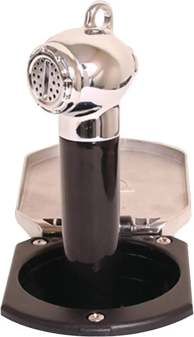Alt view image 2 of 3 - Scandvik Black & SS Recessed Transom Shower Handle/Hose - Vertical/Horizontal Mount - 6' Hose