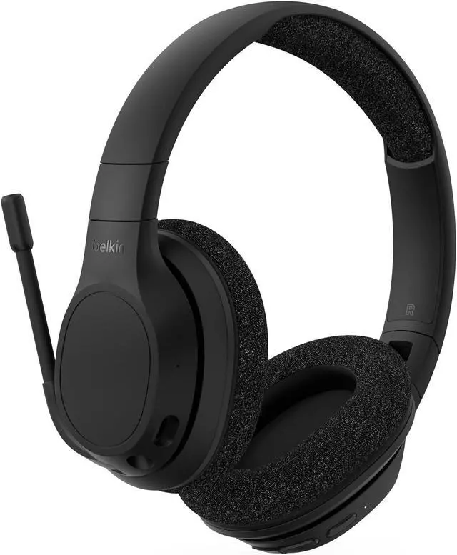 Alt view image 2 of 9 - Belkin SoundForm Adapt Wireless Over-Ear Headset - Stereo - Mini-phone (3.5mm), USB Type C - Wired/Wireless - Bluetooth - 30 ft - Over-the-ear, Over-the-head - Binaural - Circumaural - Noise Canceling