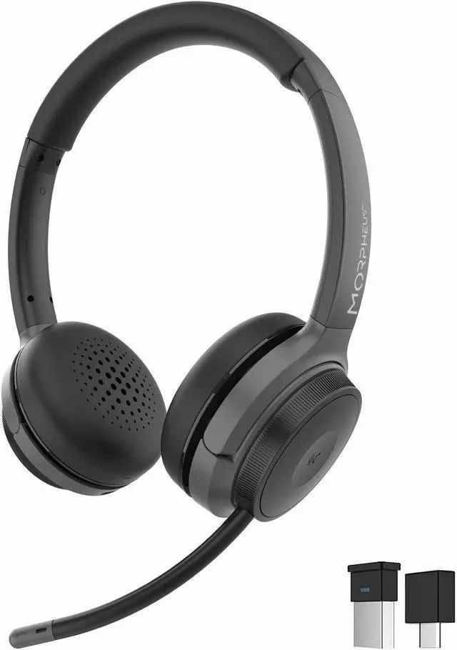Alt view image 9 of 16 - Morpheus 360 Advantage Stereo Wireless Headset with Detachable Boom Microphone - Bluetooth Headphones with 2.4GHz Receiver-Dongle - UC Compatible - 20 Hour Talk-Playtime - USB HS6500SBT