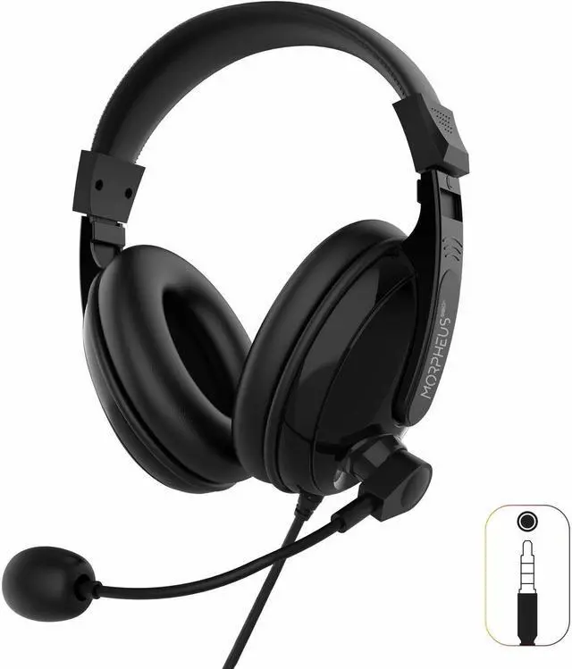 Alt view image 9 of 9 - Morpheus 360 Basic Multimedia Stereo Headset - Adjustable Microphone - Lightweight Comfortable Design - Soft Eco Leather Ear Cushions - Over Ear - Black - HS3000S