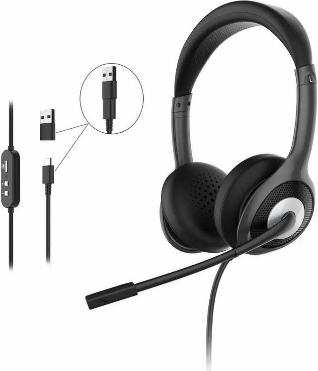 Alt view image 9 of 9 - Morpheus 360 Connect USB Stereo Headset with Boom Microphone - Noise Reduction Mic- Protein Leather Ear Cushions - in-Line Volume Controls - Mute Button - Black - HS5600SU