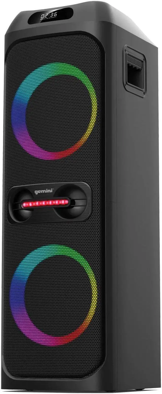 Alt view image 8 of 9 - Gemini Sound GHK-2800-4800W Party Speaker with Bass Boost, LED Lights & Voice-Changing Effects, Bluetooth Karaoke, includes Microphone & Remote