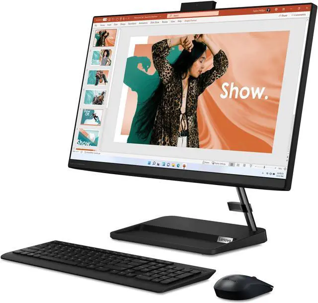 Alt view image 2 of 3 - Lenovo IdeaCentre AIO 3i - (2023) - All in One Desktop - PC Computer - Mouse & Keyboard Included - 23.8" FHD Display - Windows 11-8GB Memory - 512GB Storage - Intel Core i3-1215U,Black