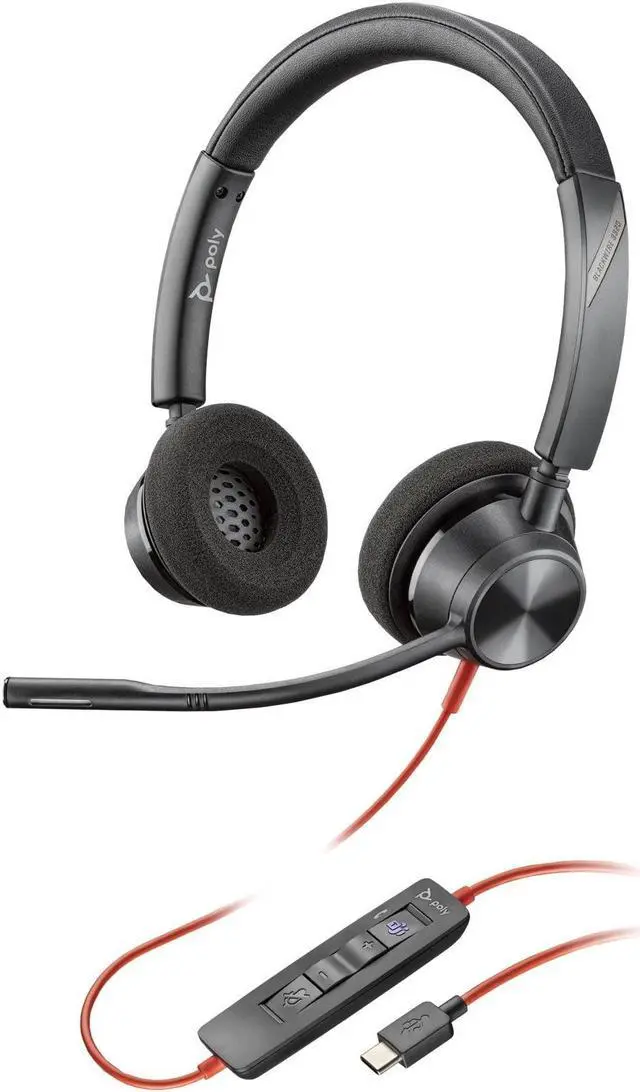 Main image of Poly Blackwire 3320 Headset - Stereo - USB Type C, Mini-phone (3.5mm) - Wired - 32 Ohm - 20 Hz - 20 kHz - On-ear - Binaural - Ear-cup - 7.10 ft Cable - Omni-directional Microphone - Noise Canceling -