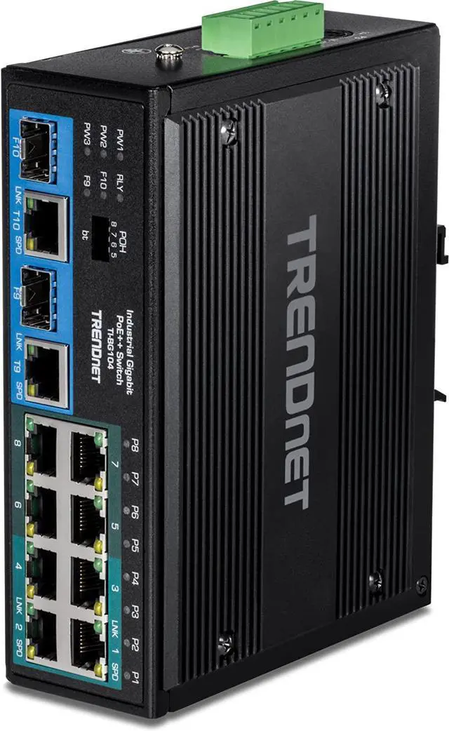 Alt view image 16 of 20 - TRENDnet  TI-BG104,10-Port Industrial Gigabit PoE++ DIN-Rail Switch