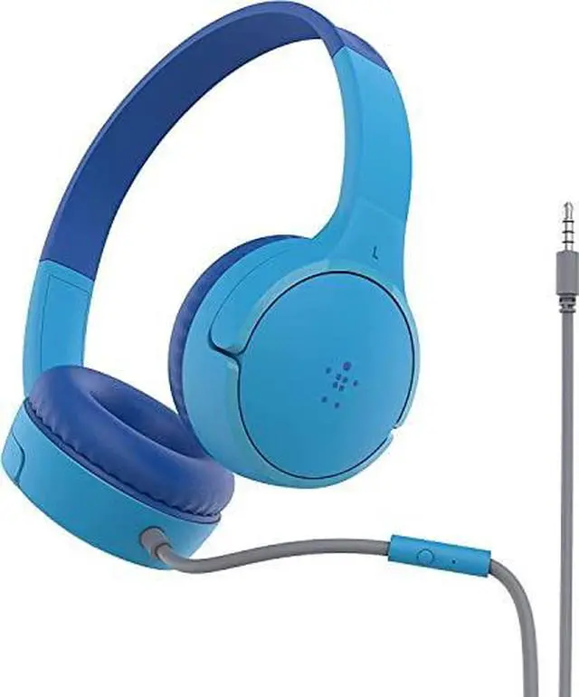 Alt view image 7 of 8 - Belkin SoundForm Mini Wired On-Ear Headphones for Kids - Stereo - Mini-phone (3.5mm) - Wired - On-ear, Over-the-head - Binaural - Ear-cup - Blue