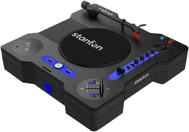Alt view image 8 of 9 - Stanton STX - Portable Scratch DJ Turntable with Innofader Nano Crossfader, Bluetooth, Pitch Slider, USB Recording, Speaker, 2 Rechargeable Batteries