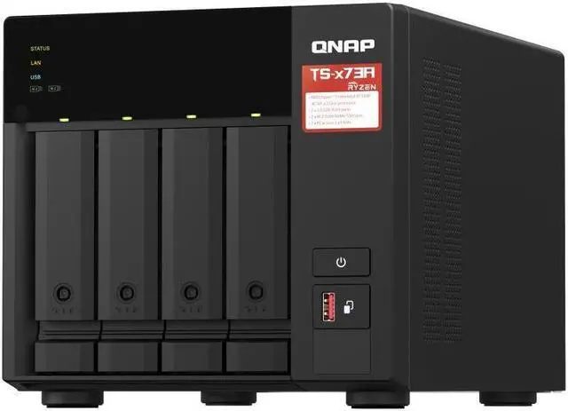 Alt view image 2 of 3 - QNAP TS-473A 4-Bay NAS Enclosure with QSW-1105-5T Network Switch