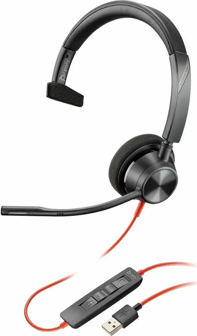 Alt view image 2 of 5 - HP Poly Blackwire 3315 Microsoft Teams Certified USB-A Headset Model 76J13AA