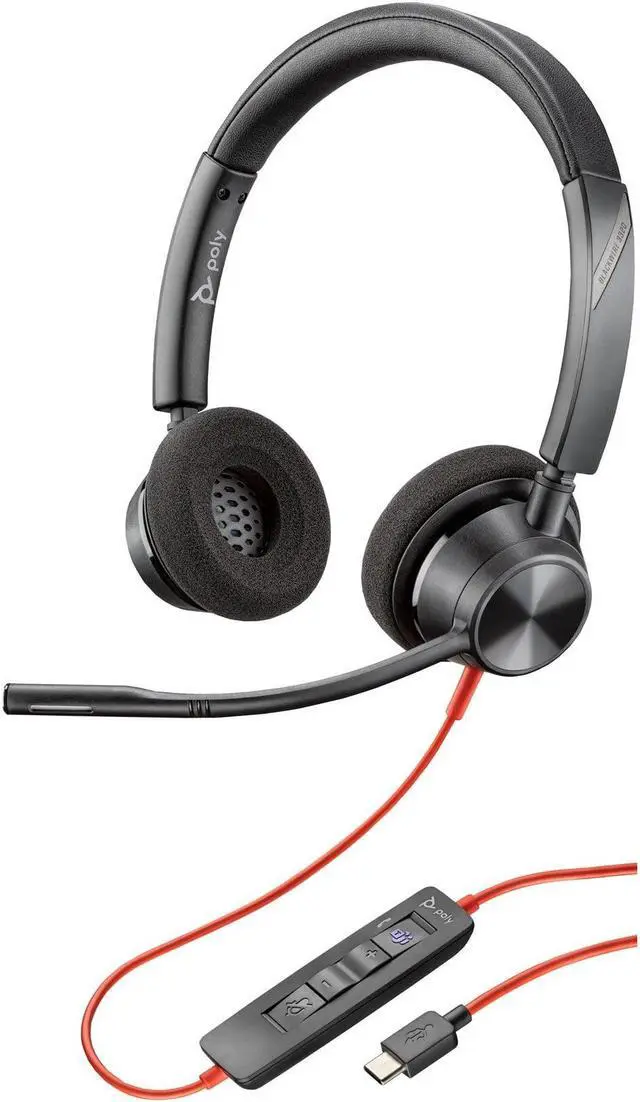 Alt view image 2 of 2 - Poly Blackwire 3320 Microsoft Teams Certified USB-C Headset - Stereo - USB Type C, Mini-phone (3.5mm) - Wired - 32 Ohm - 20 Hz - 20 kHz - On-ear - Binaural - Ear-cup - 7.10 ft Cable - Black