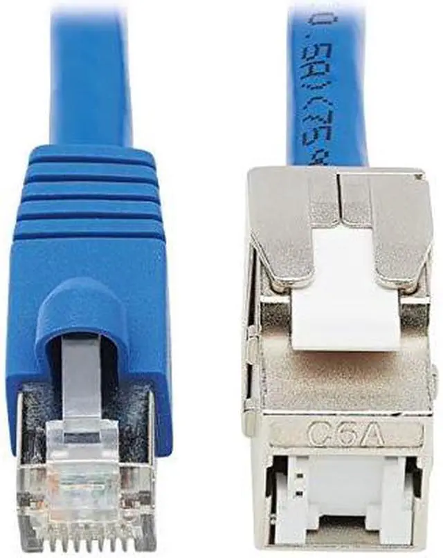 Alt view image 8 of 8 - Tripp Lite Cat6a Keystone Jack Cable Assembly Rj45 M/F 18 In. Blue