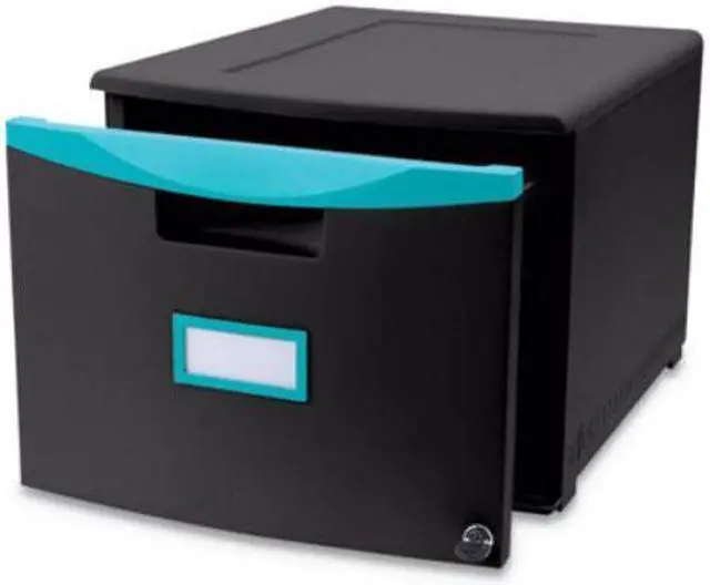 Alt view image 18 of 18 - Storex Single-Drawer Mobile Filing Cabinet 14.75wx18.25dx12.75h Black/Teal