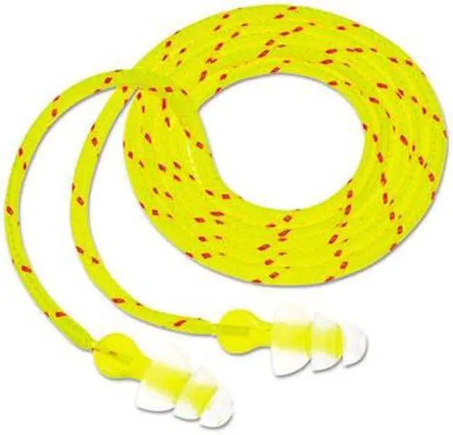 Alt view image 3 of 3 - Tri-Flange Earplugs Corded 26 dB NRR Yellow/Orange 100 Pairs 7000052724