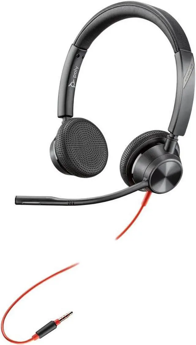 Alt view image 4 of 4 - Poly Blackwire C3225 Headset - Stereo - Mini-phone (3.5mm) - Wired - 32 Ohm - 20 Hz - 20 kHz - On-ear, Over-the-head - Binaural - Supra-aural - 7.45 ft Cable - Noise Cancelling Microphone - Noise Canc