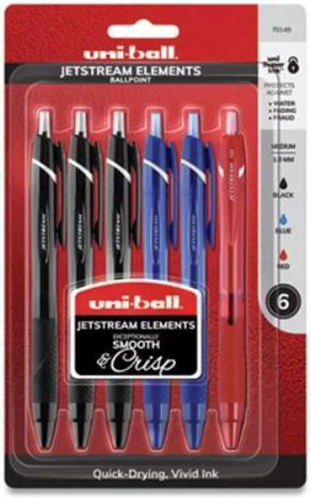 Alt view image 3 of 10 - uni-ball uni Jetstream Elements Ballpoint Pens Medium Point 1.0mm Assorted Ink 6/Pack (70149)