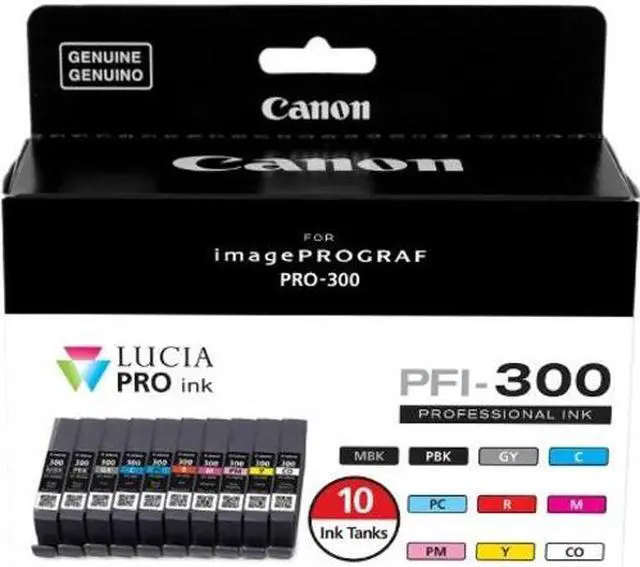 Alt view image 2 of 4 - Canon PFI-300 Lucia PRO Ink, 10 Ink Tanks, Compatible to imagePROGRAF PRO-300 Printer, Multi, Standard (4192C007)