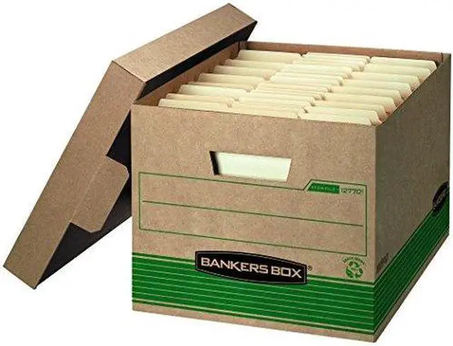 Alt view image 13 of 13 - Fellowes Storage File Boxes w/Lid 550 lb 12"x15"x10" 20/CT Kraft/GN 1277008