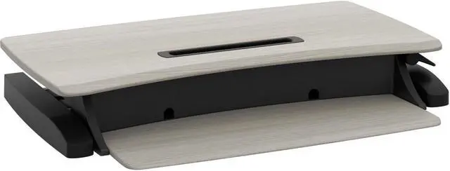 Alt view image 9 of 10 - Ergotron WorkFit-Z Mini Adjustable Standing Desk Converter Gray Woodgrain (33-458-917) 33458917