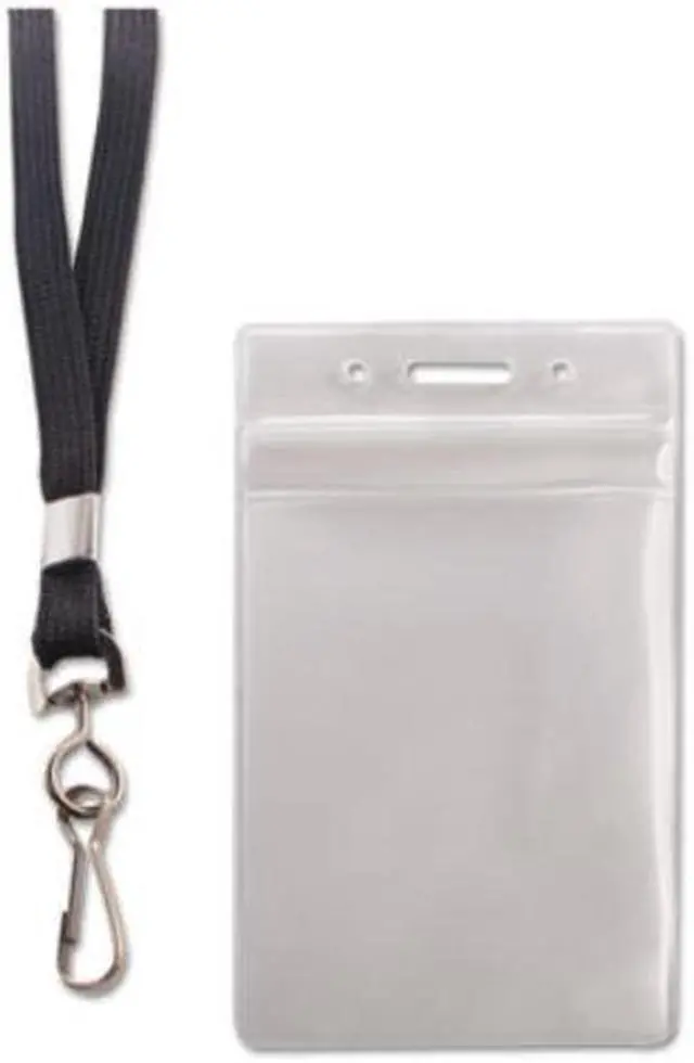 Alt view image 12 of 12 - Advantus ID Holder/Lanyard Combo Pack - Vertical - Vinyl - 20 / Pack - Black/Clear  AVT91131